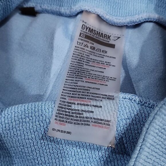 Gymshark poise crossover ribbed crop cotton leggings size XS Blue Activewear - Picture 3 of 10